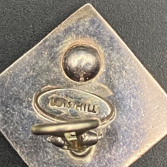 Vintage Lois Hill .925 Sterling Silver Square Clip-On Earrings Ornate Designer - Picture 8 of 10